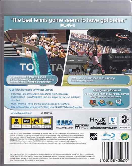 Virtua Tennis 3 - PS3 (B Grade) (Genbrug)
